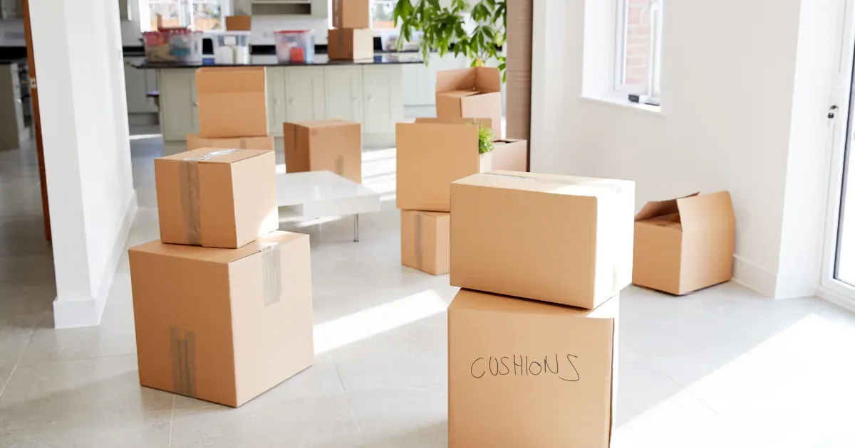 moving boxes in an empty house